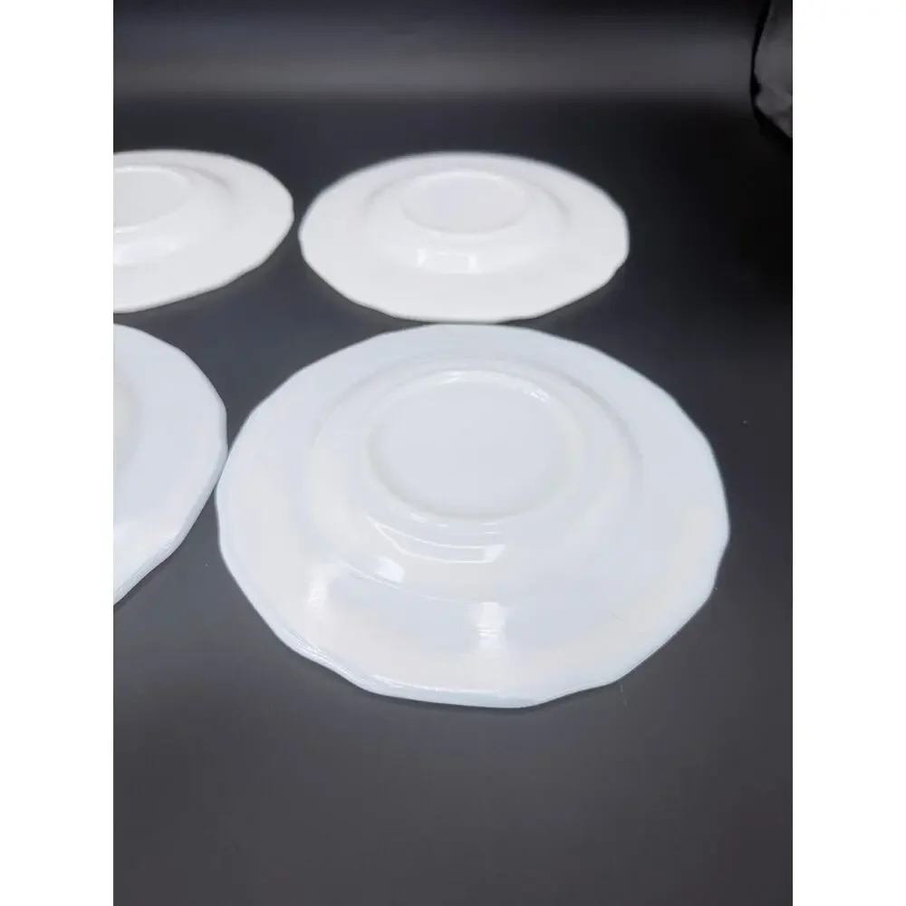 Vintage Indiana Glass Colony Harvest Grape Milk Glass Saucers Set 4 6.25in